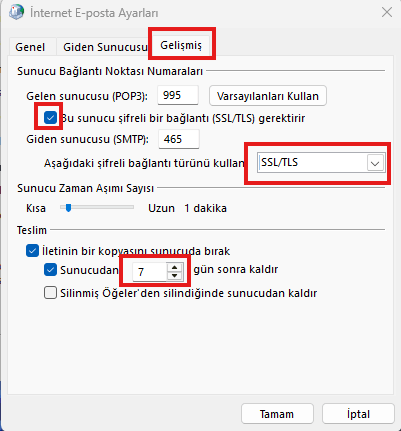 Gelişmiş Ayarlar