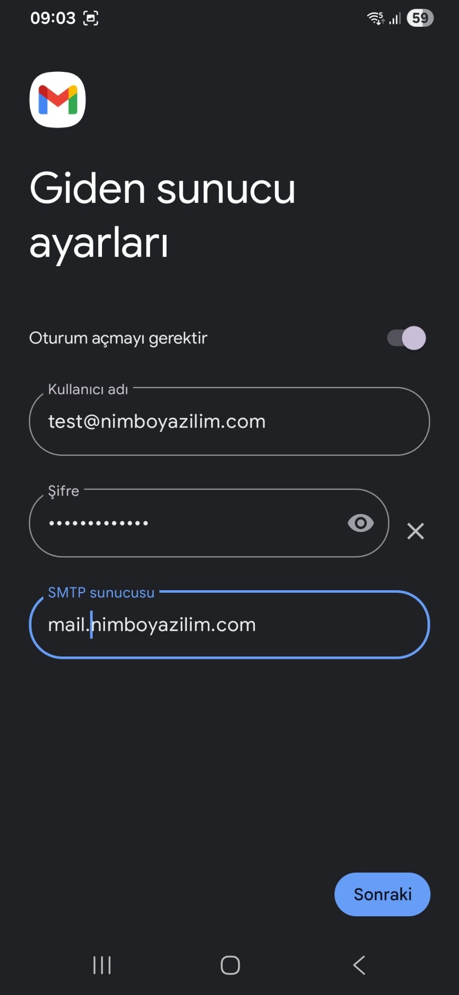 Gelen Sunucu Ayarları