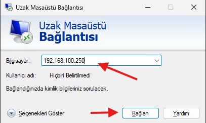 Sunucu Bilgileri Girişi