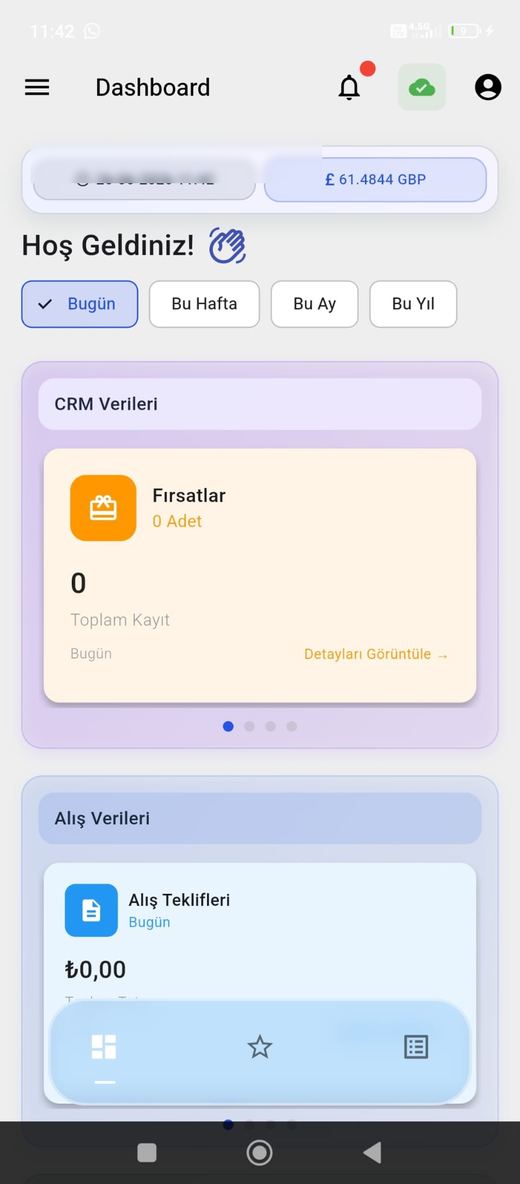 NimboX CRM mobil ekranı