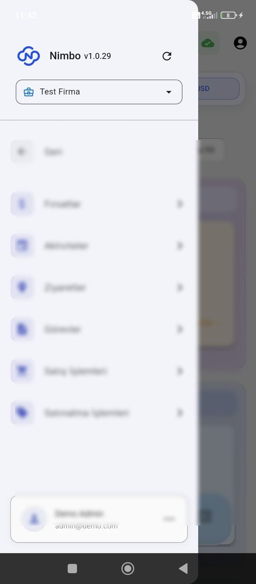 NimboX Mutabakat mobil ekranı